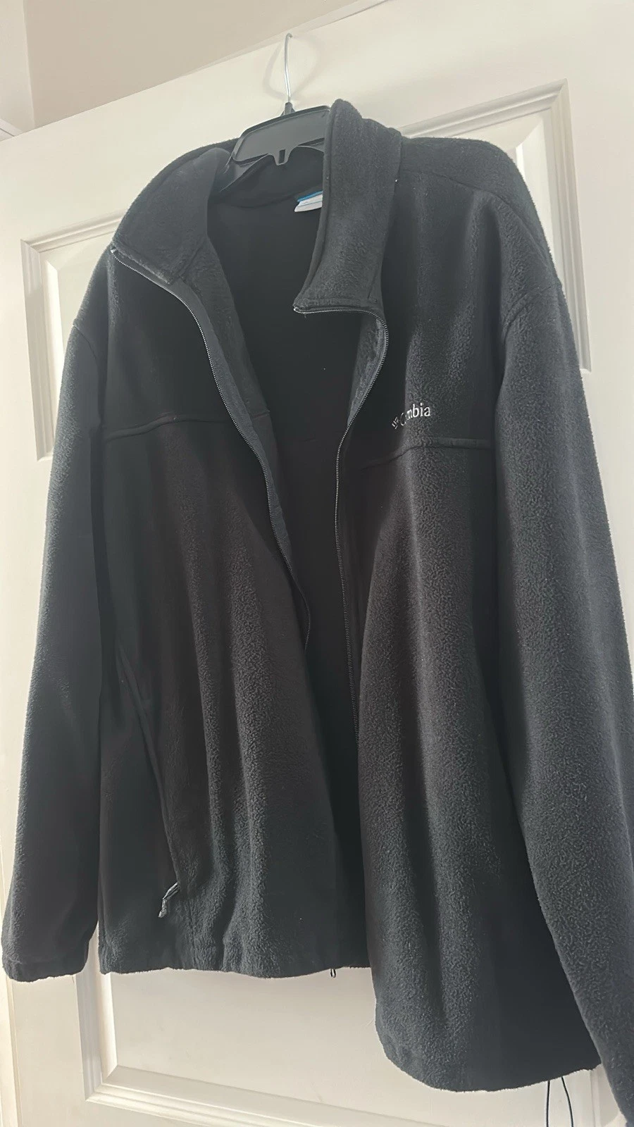 Columbia Men's Black Full Zip Fleece Jacket Stand-Up Collar Mid-Length Casual