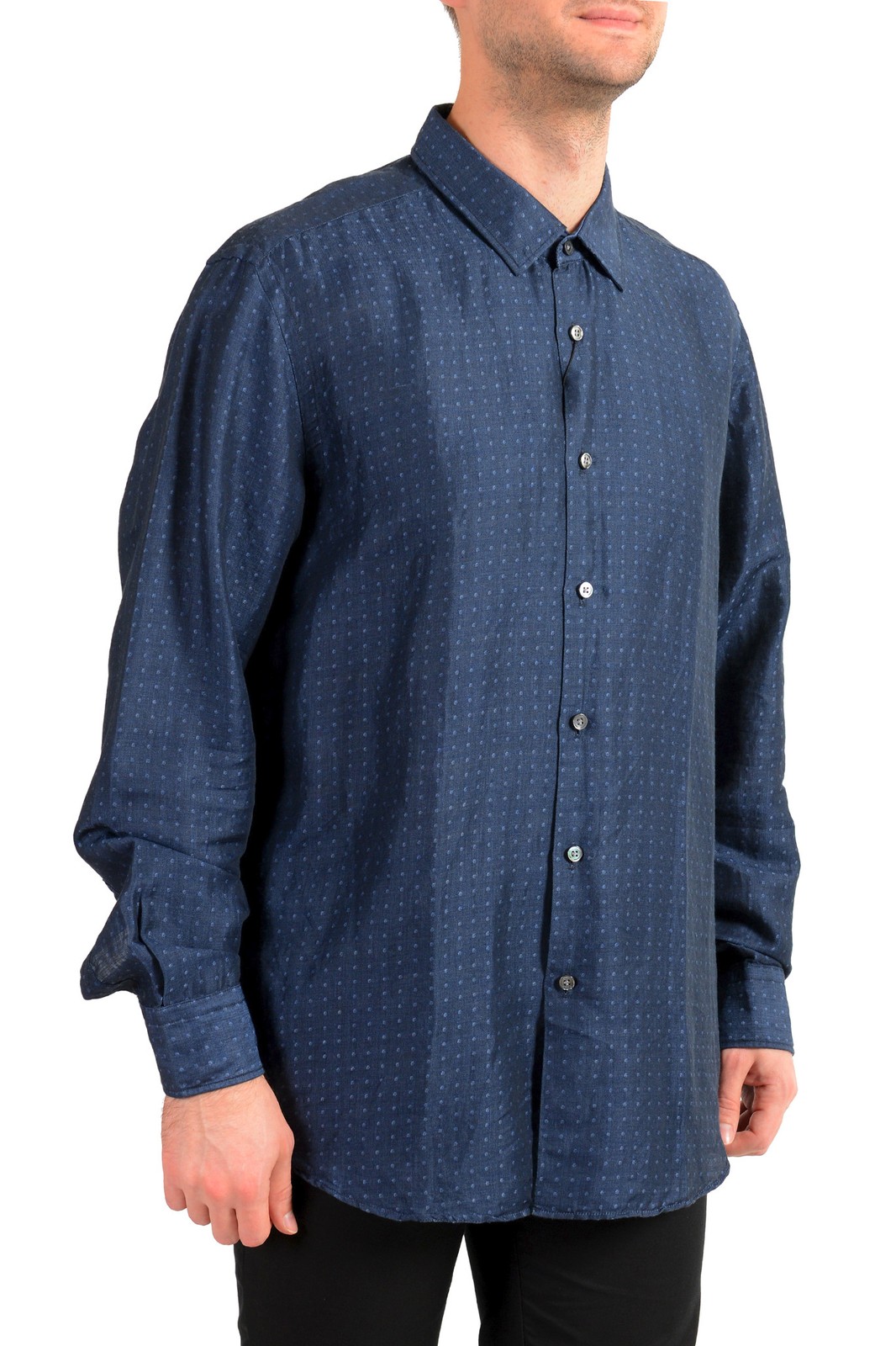 Мужская футболка Hugo Boss-Landon_53F из льна обычного кроя с длинным рукавом US 2XL IT 56