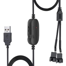 8W DC 12V PC Cooling Fan Speed Control,USB to Dual 3-Pin 4-Pin Fan Power Adap...