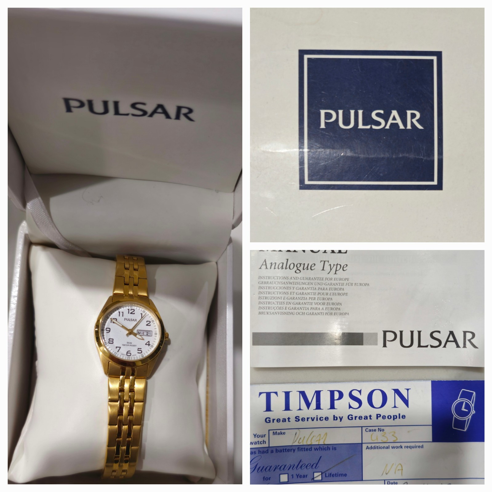 Women's Pulsar Watch Quartz Untested sold as is - Boxed