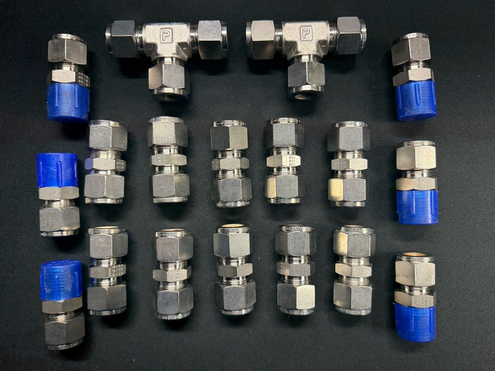18 -PARKER Stainless Steel Union Compression Fittings, 1/2" OD Tube, Tees