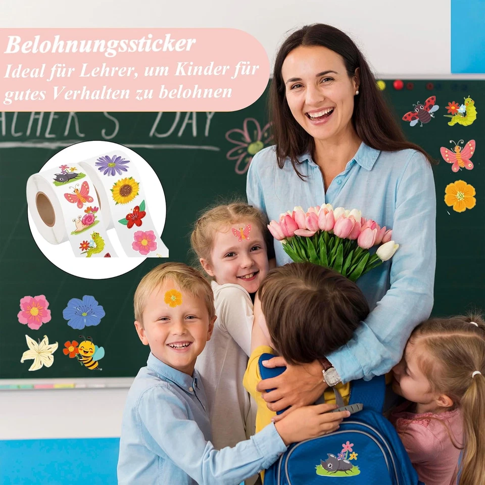 JAXICREY Sticker Blumen 1000 Stück Aufkleber Insekten Schmetterling - Bild 3 von 4