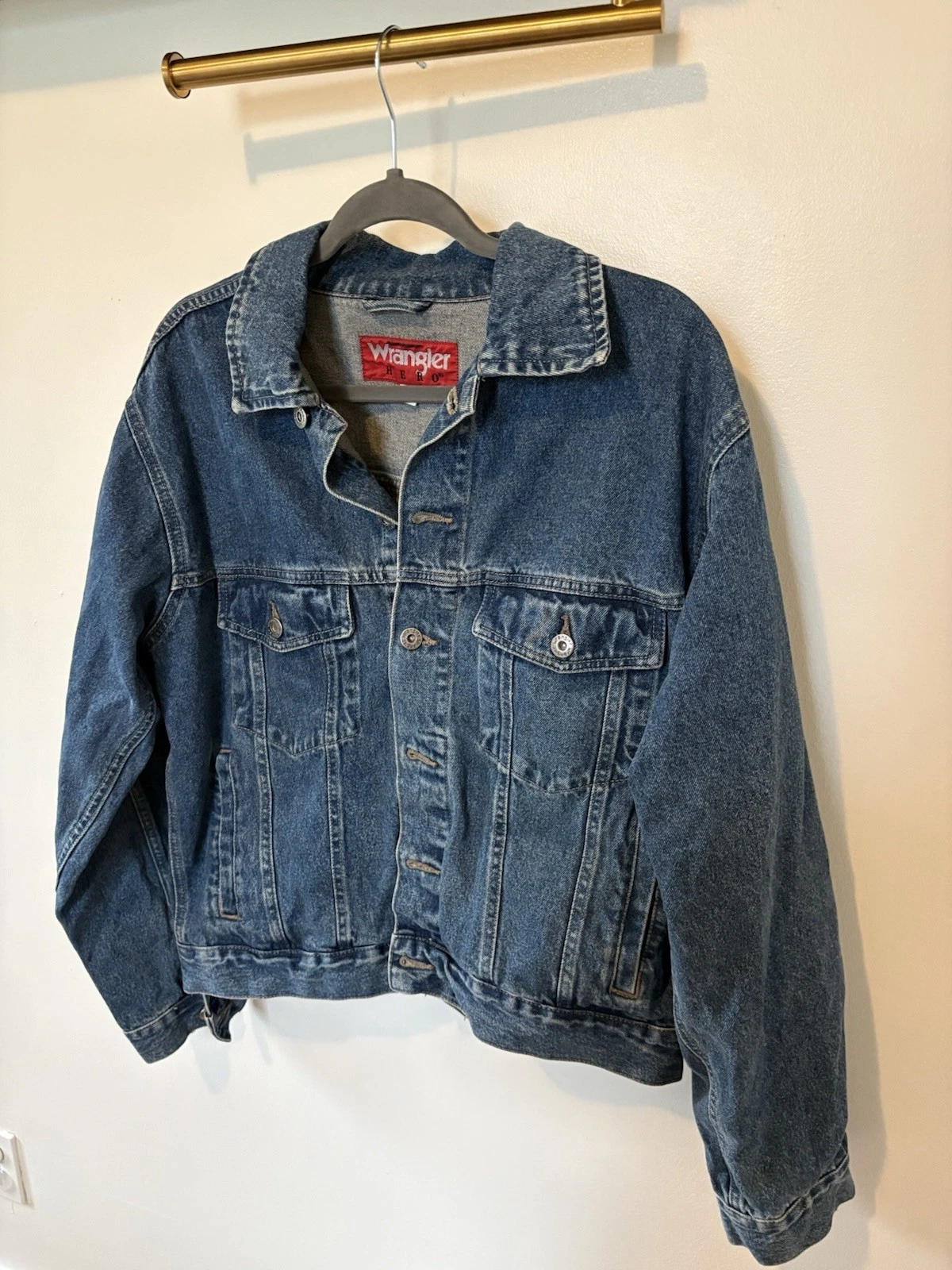 Wrangler Hero Denim Jacket Vintage 90s Y2K Blue Jean Jacket Mens Medium
