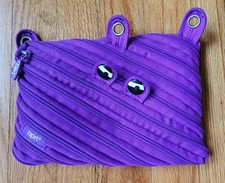 ZIPIT Grillz Monster 3 Ring Binder Pencil Pouch Case Purple Zipper School Supply