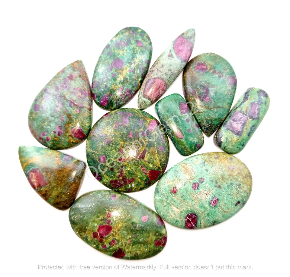 Cabujón de piedra fucsita rubí natural de 100 quilates, 3-4 piezas, lote de piedras preciosas sueltas Foto 4 de 4