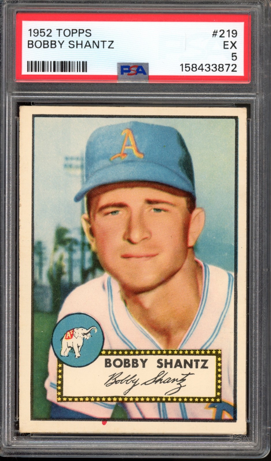 1952 Topps #219 Bobby Shantz PSA 5 Vintage Baseball Card (3872)
