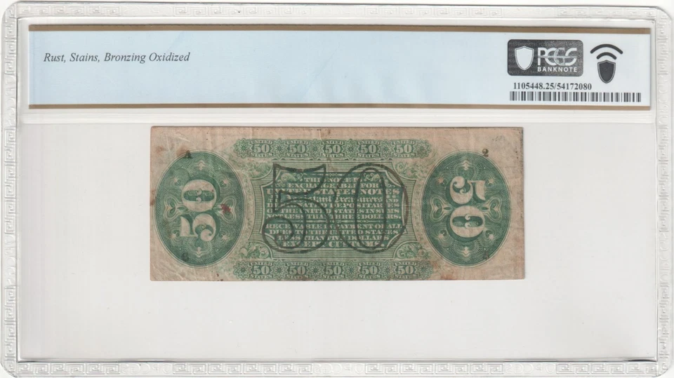 50 Cents Justice Fractional Green Reverse Figure 1 & a FR 1363 PCGS VF 25 - Image 4 of 4
