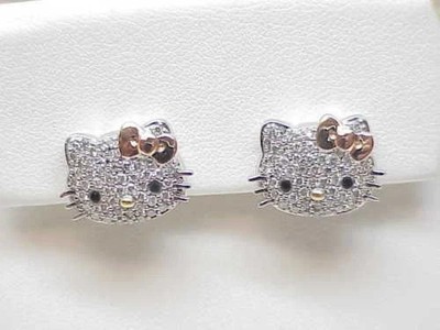 1.23Ct Round Moissanite Kitty Stud Women's Earrings 14K White Gold Plated Silver
