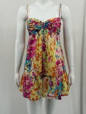 Abercrombie & Fitch Dress Women Medium Multicolor Floral Babydoll Mini Y2K Beach