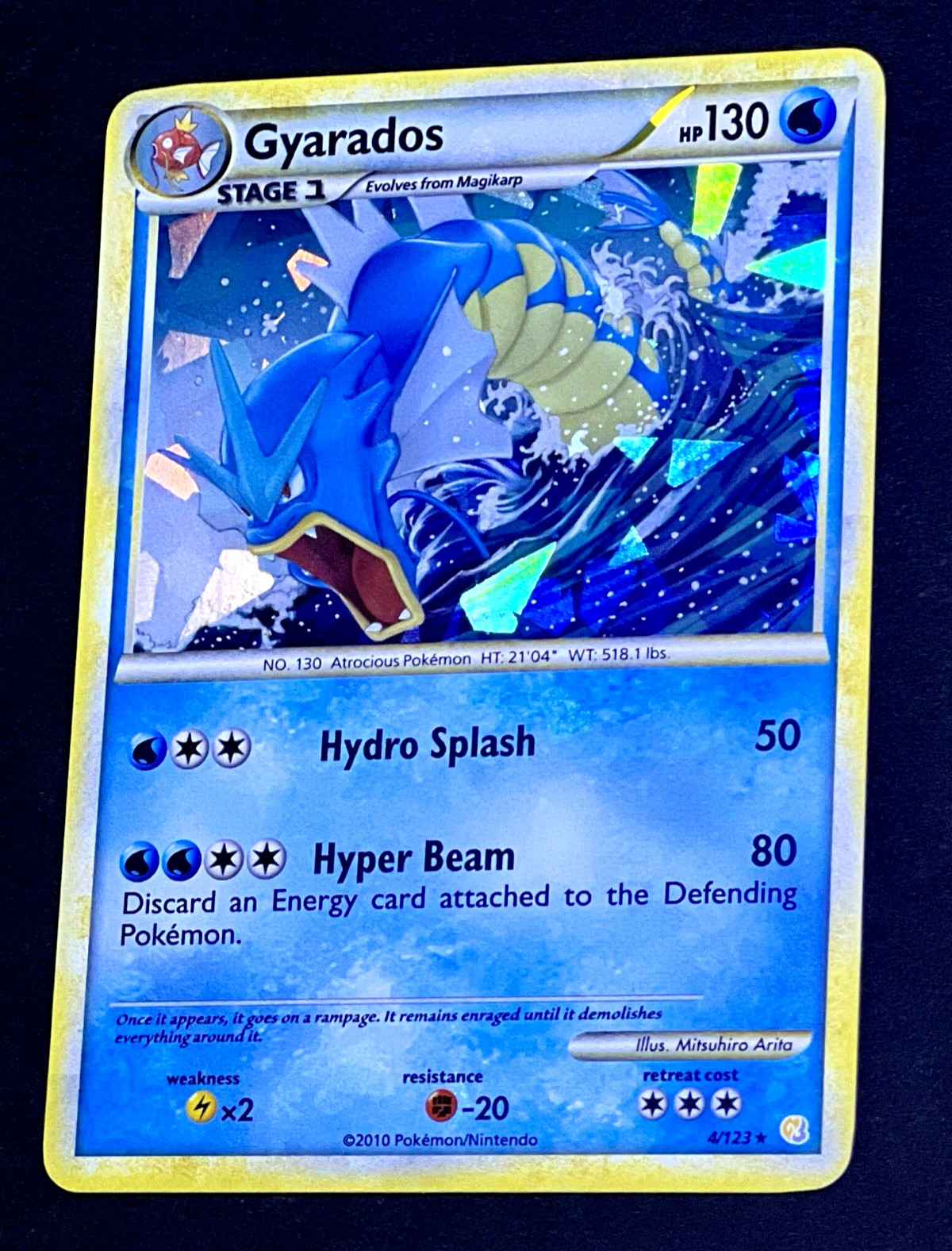 2010 Pokemon GYARADOS HeartGold SoulSilver CRACKED ICE HOLO Base Set Card 4/123
