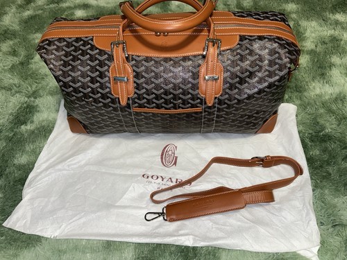 Goyard Goyardine Duffle/Weekender Bag Brown/Black Shoulder Strap Zip Buckle