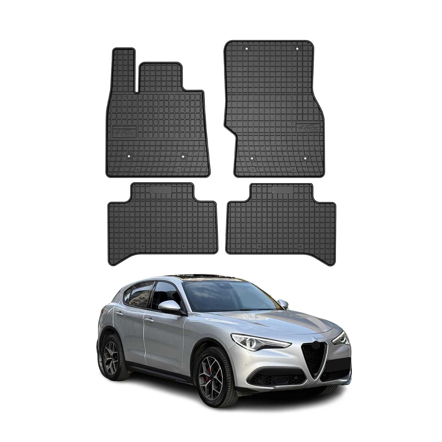 Tapis de sol pour Alfa Romeo Stelvio 2016-2026 caoutchouc noir auto OMAC