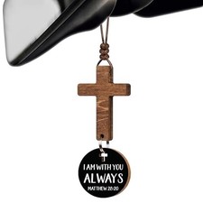 Bible Verse Cross Car Mirror Hanging Ornament for Men Religious Gift