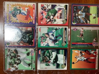 sheet of 1990 football cards with Super Bowl XXVI 65
