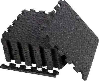 12 Pack Puzzle Exercise Floor Mat, EVA Foam Interlocking Tiles, Black, Large - image 1 of 4
