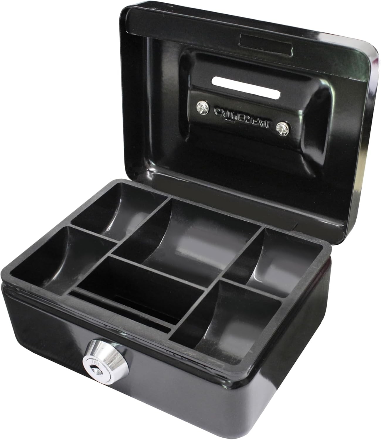 Cathedral Products Key Lockable Cash Box with Lift Out 6 Compartment Coin Tray