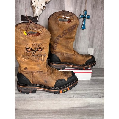 Cody James Decimator Skull Work Boots Mens 9.5 EE Brown Comp Toe DBP-3-B