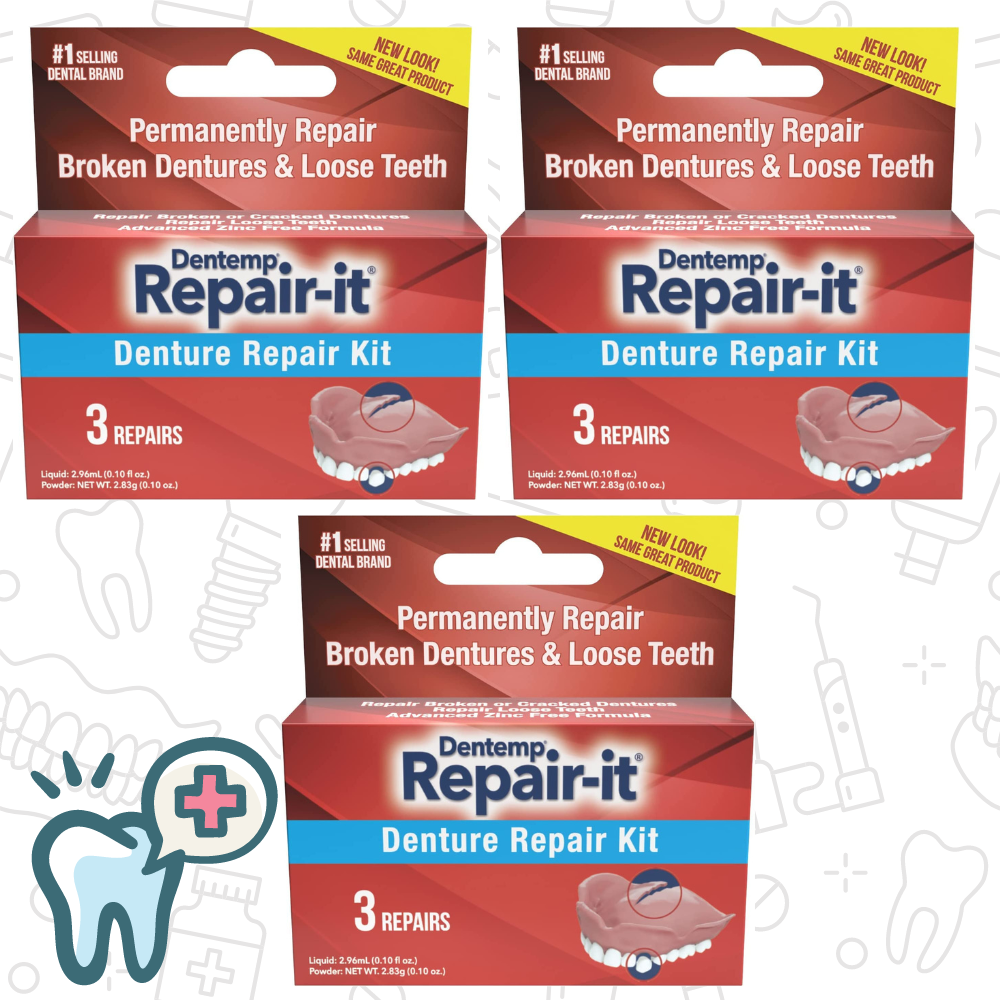 Dentemp RepairIt Denture Repair Kit 3 Boxes, Each for Three Repairs