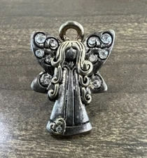 Silver And Gold Tone Angel Pin With Rhinestone Detail