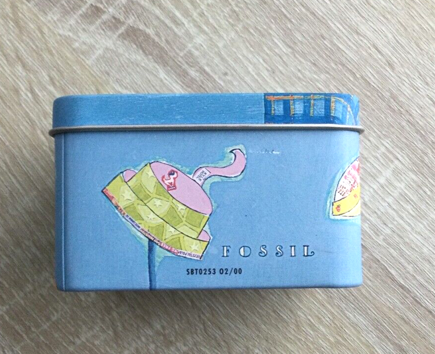 Empty Fossil Watch Box Tin Girl in Hat Shop Design Vintage 2000 eBay