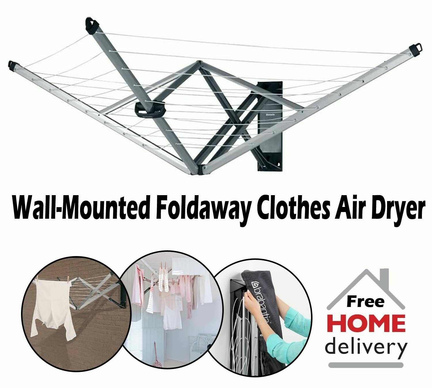 wall mounted rotary clothes line