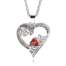 Mom Pendant Necklace Mother's Day Crystal Rose