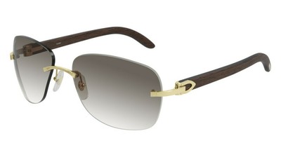 CARTIER Brown Lens with Gold Brown Wood 