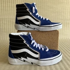 Vans Sk8-Hi Bolt Blue Black Suede Canvas Skate Sneakers Shoes Mens 5.5 Womens 7