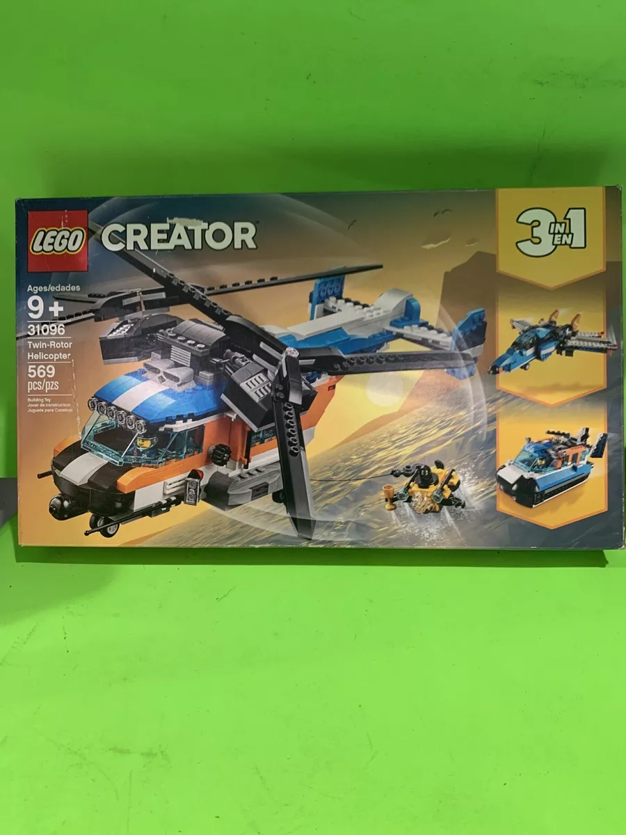 Lego Creator 31096 Twin Rotor Helicopter Jet Submarine Open