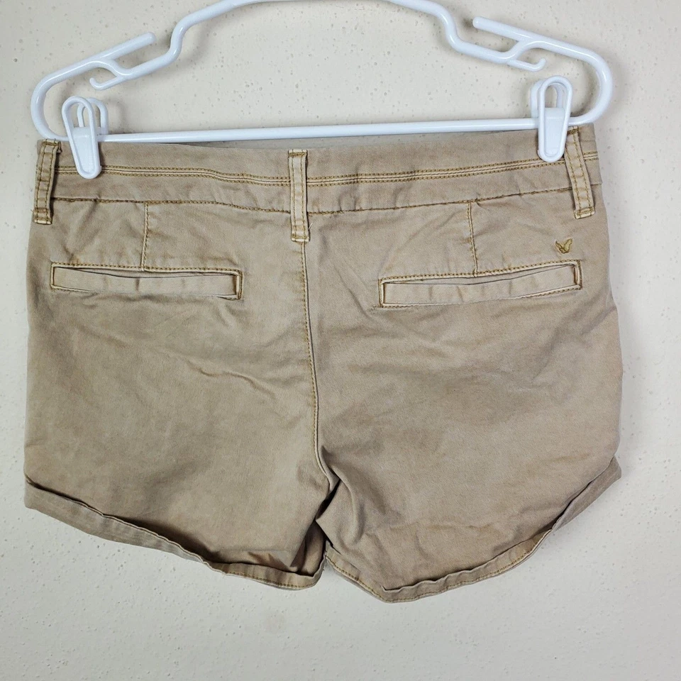 American Eagle Outfitters Midi Shorts Womens 8 Beige  Regular Fit Stretch  - Image 2 of 4