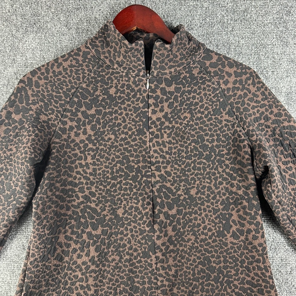 Pullover Lucy Top Mujer Mediano 1/4 Cremallera Manga Cremallera Puño Marrón Estampado Animal Logo Foto 2 de 4