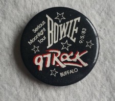 David Bowie 1983 Serious Moonlight Tour Button 97 Rock Radio Promo Buffalo NY