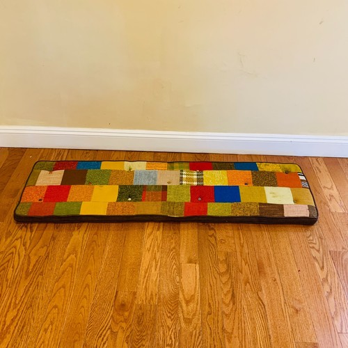 Vintage 60s 70s MCM Tweed Patchwork Patio Chaise Lounge Chair Cushion 56" X 16"