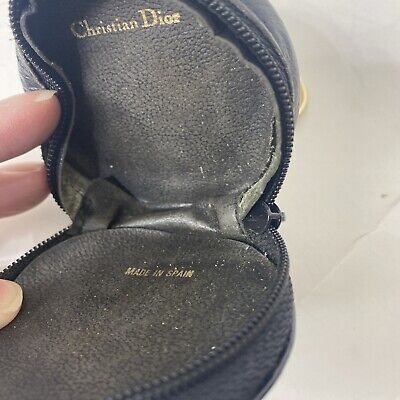 Christian Dior Black Leather Coin Purse Key Pouch Zip Aound Christian Dior Black Leather Coin Purse Key Pouch Zip Aound