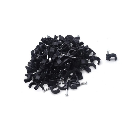 400 Pack Black Round Cable Clips with Nail 8mm Cord Holder Wall Mount Clip Tacks - Afbeelding 3 van 4