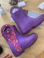 CROCS Girls Purple Rain boots, Size 12 But Fits 11.5 Best-