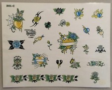 Tattoo Flash Single Sheet Print Flowers Roses Hearts Official Tattoo 11  X 14  