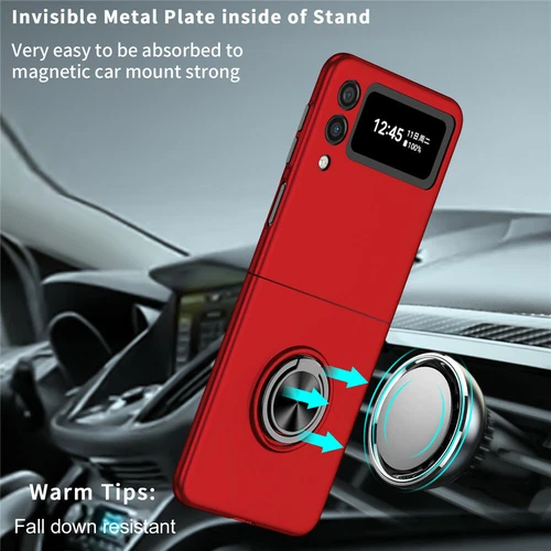 For-Samsung Galaxy Z Flip 4 3 5G Slim Matte Hard Case with Ring+Screen Protector - Picture 42 of 94