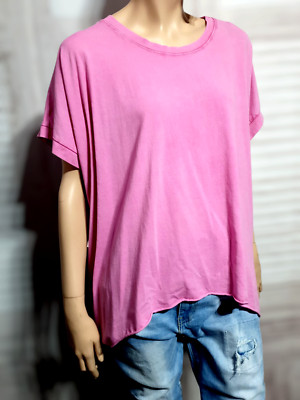 Damen Kurzarm Shirt vokuhila  basic uni viele Farben oversize  bis Gr. 46/48