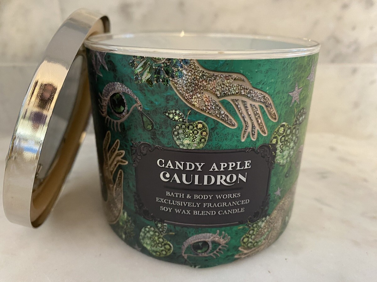 Bath & Body Works CANDY APPLE CAULDRON With Lid 3 Wick Candle
