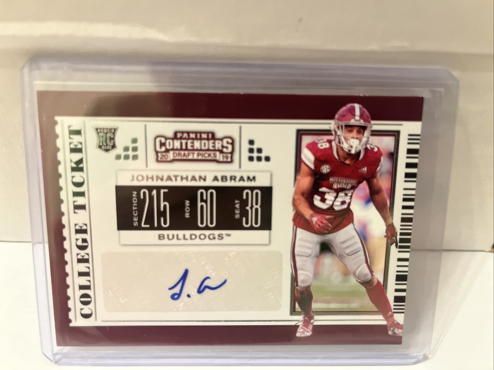 2019 CONTENDERS AUTO AUTOGRAPH JOHNATHAN ABRAM RC ROOKIE CARD BULLDOGS