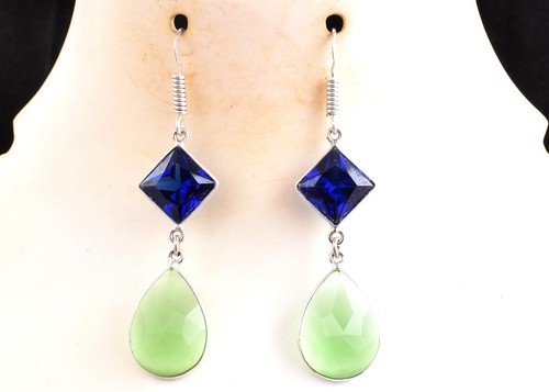 925 Sterling Silver Handmade Peridot Gemstone Women Dangle Drop Earrings Gift - Picture 9 of 9