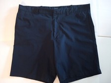 J. Crew Shorts Men's 34 Navy Blue Chino Polyester Casual Golf   Flat Front