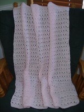 Baby afghan blanket pale pink handmade crochet acrylic lightweight crib delicate
