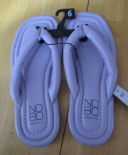 New Womens No Boundaries Puffy Flip Flop Size 6 Purple Memory Foam Flat