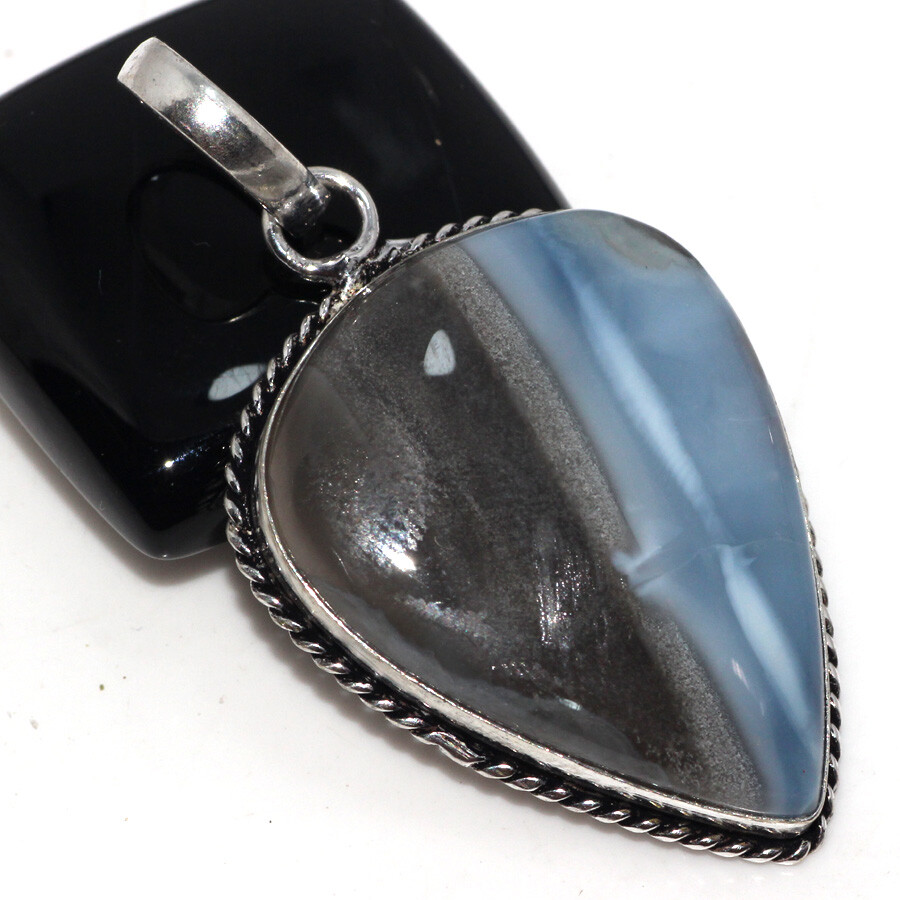 Owhyee Blue Opal 925 Silver Plated Gemstone Pendant 2