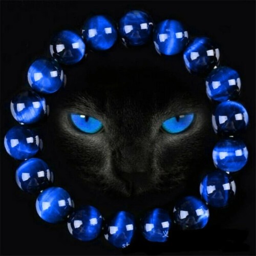 Fashion Natural Blue Tiger Eye Bracelet for Men Women Tiger Eye 8mm Beads Gift - Picture 1 of 9