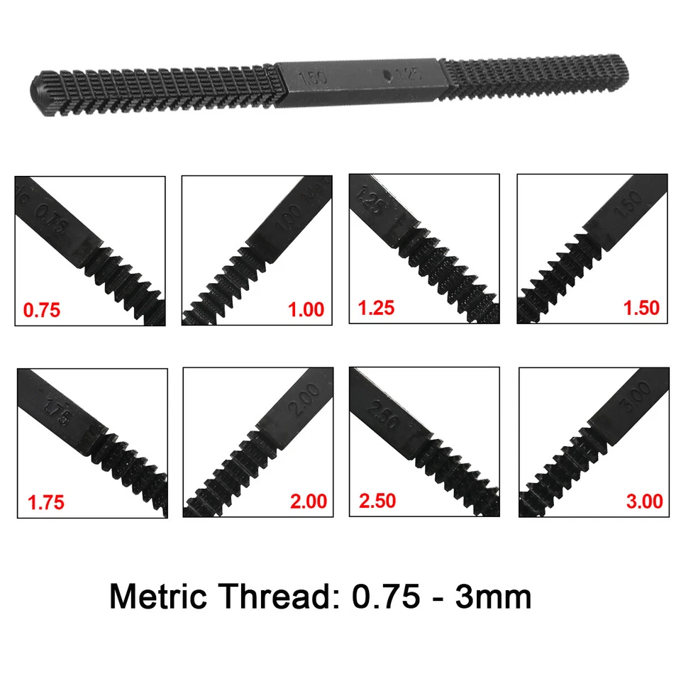 Metric Thread Restoration Repair Tool File Clean Damaged Threads 0.75 - 3mm - Image 3 of 4
