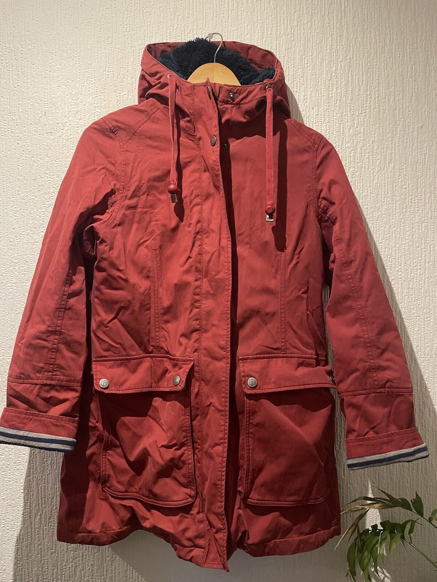 Seasalt cornwall warm burgundy/terracotta red hooded rain jacket - Main Image