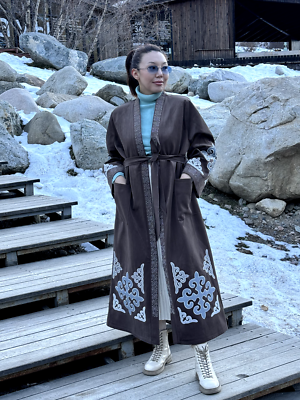 Chapan Shapan Jacket luxury Cape Kazakh Kyrgyz Oversized For women
